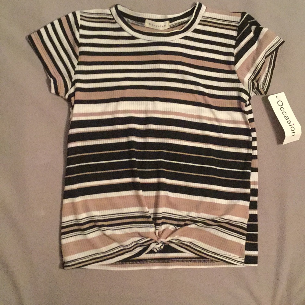 Occasion striped front knot shirt